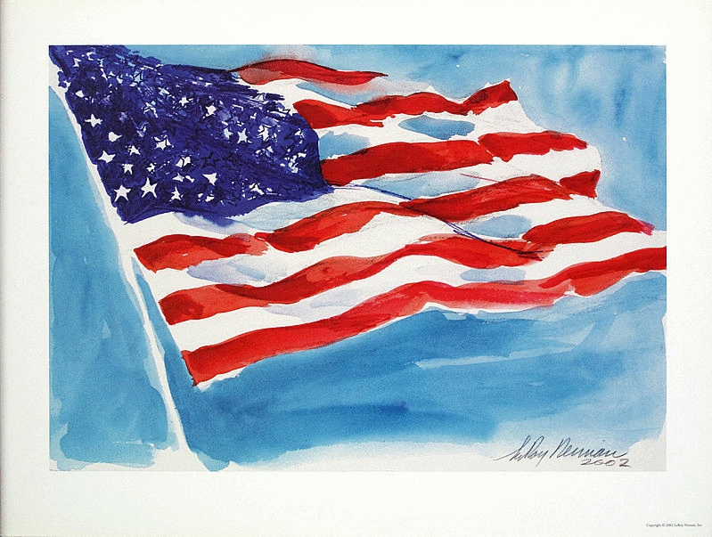 799x603 American Flag Painted By Leroy Neiman National Collectors Gallery - Us Flag Painting