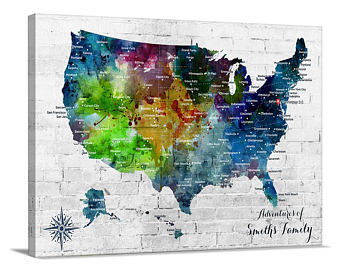 340x270 Personalized Map Pin Etsy - Us Map Painting