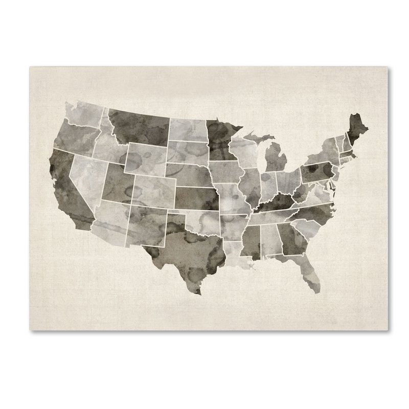 800x800 Trademark Art United States Watercolor Map By Michael Tompsett - Us Map Painting