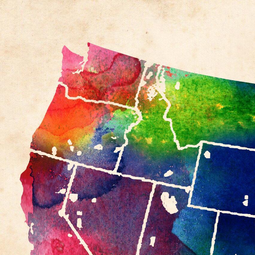 852x852 2018 Watercolor U.s. Map Painting Pictures Abstract Art Print - Us Map Painting