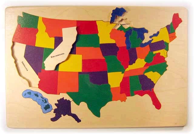 640x441 Wooden Map Puzzles - Us Map Painting