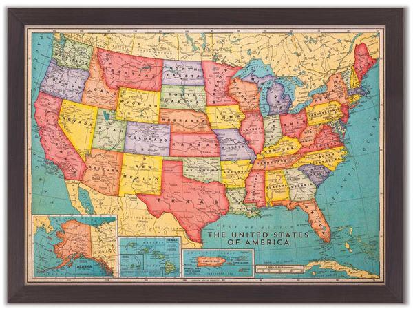 600x452 46 X 34 Cork Board Us Map Us Travel Map With Pins - Us Map Painting