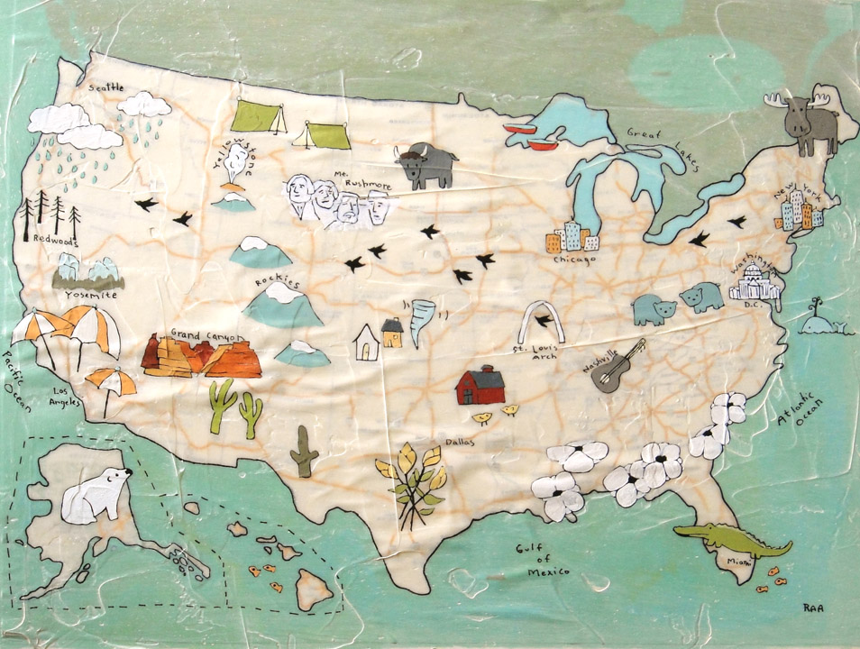 954x720 Usa Map Paper Amp Planes - Us Map Painting