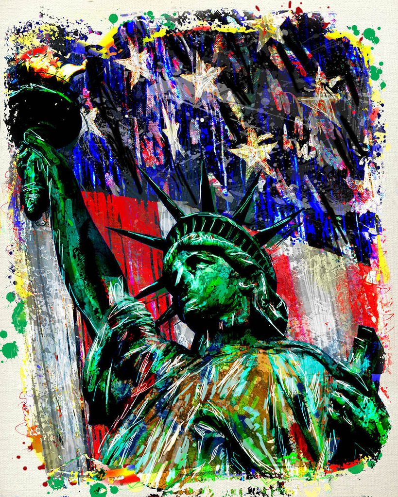 819x1024 Statue Of Liberty Art Print, Usa Art, American Flag Painting - Usa Painting