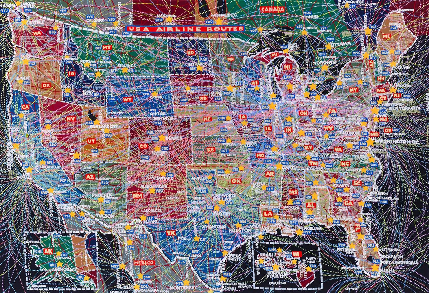 1483x1012 Paula Scher Usa Painting Airline Routes Eye On Design - Usa Painting