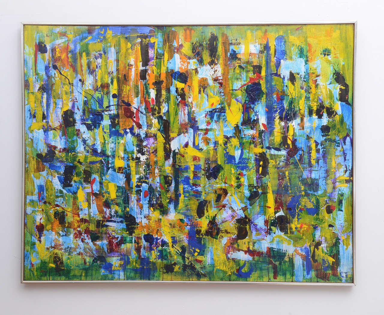 1280x1050 Gorgeous Brightly Colored Mcm Abstract Painting By Tc Harvey, 1969 - Usa Painting