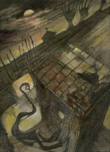 375x515 Saatchi Art The Fall Of The House Of Usher Painting By Dariusz Skitek - Usher Painting