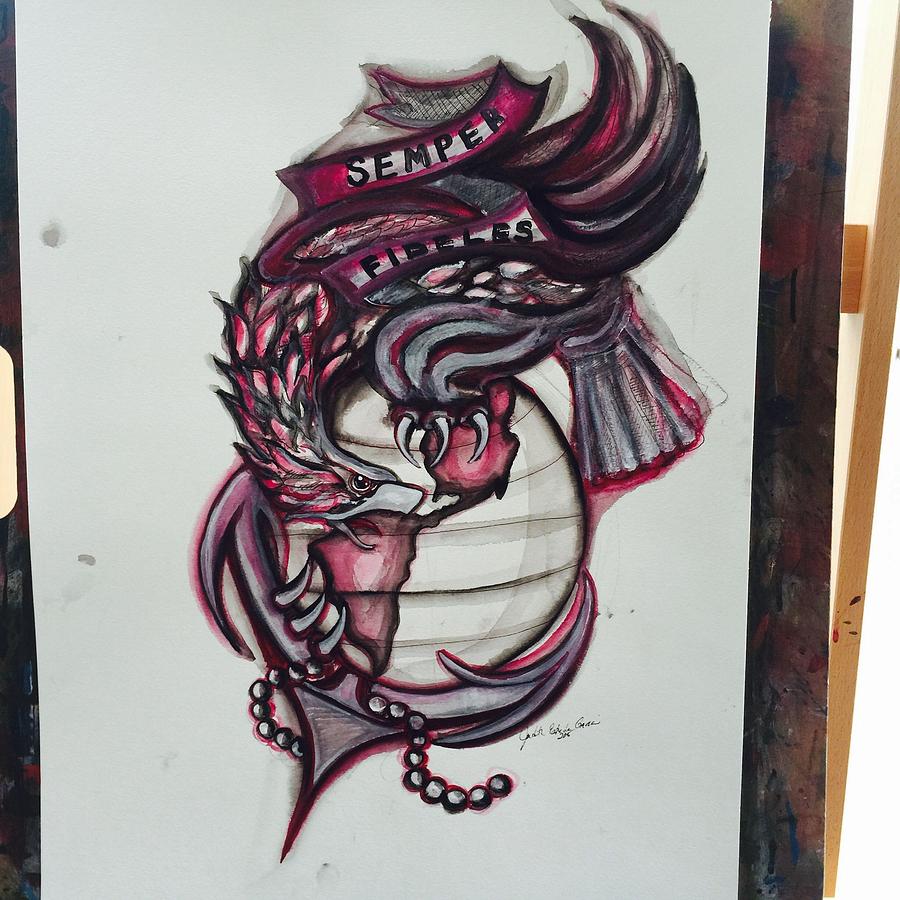 900x900 Usmc Painting By Judith Avans - Usmc Painting