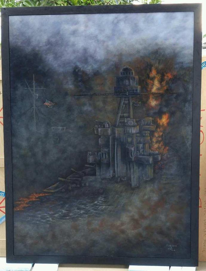 690x908 U.s.s. Arizona Project Helps Send Survivors Back To Pearl Harbor - Uss Arizona Painting