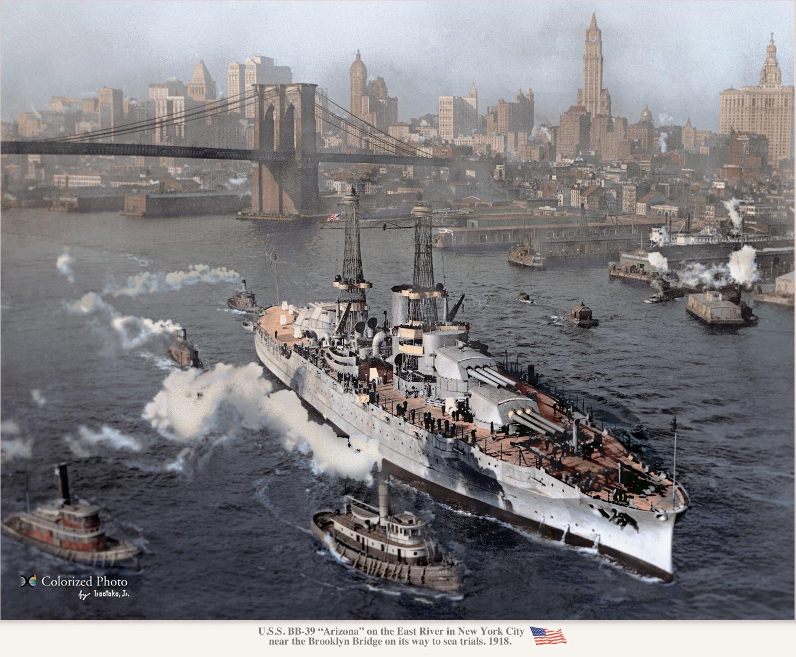 1600x1320 Uss Arizona In New York City ,1918. [1600 X 1320] Warshipporn - Uss Arizona Painting