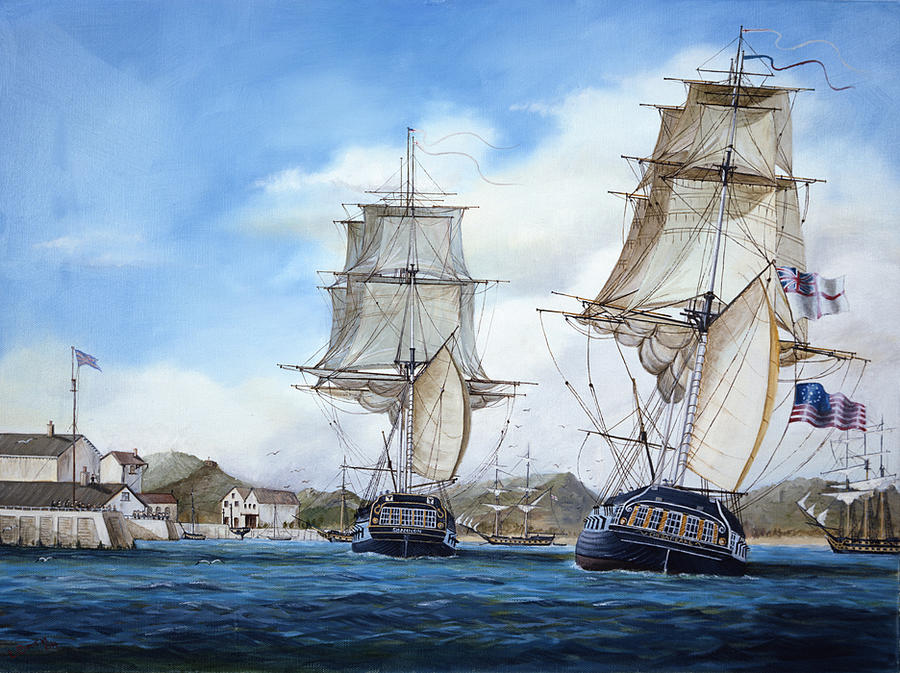 900x673 Shannon And Chesapeake Painting By Laurie Bath - Uss Chesapeake Painting