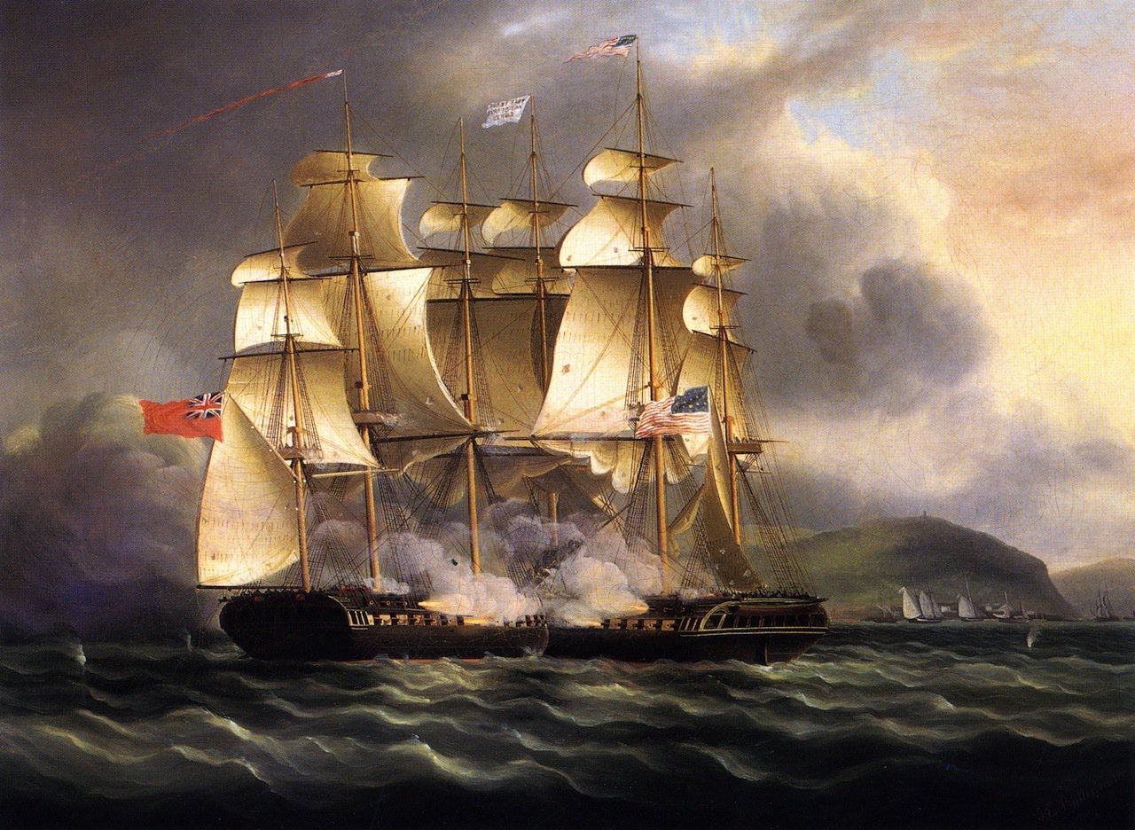 1280x936 The U S S Chesapeake And H M S Shannon In The Battle Of Boston - Uss Chesapeake Painting