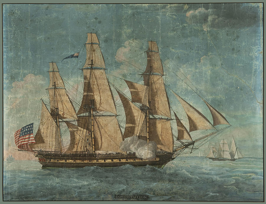 900x693 Uss Constitution Drawing By Attributed To Michel Felice Corne - Uss Constitution Painting