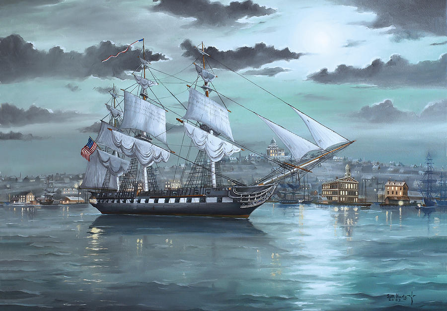 900x627 Uss Constitution In Boston Harbor 1812 Painting By Scott Hoarty - Uss Constitution Painting