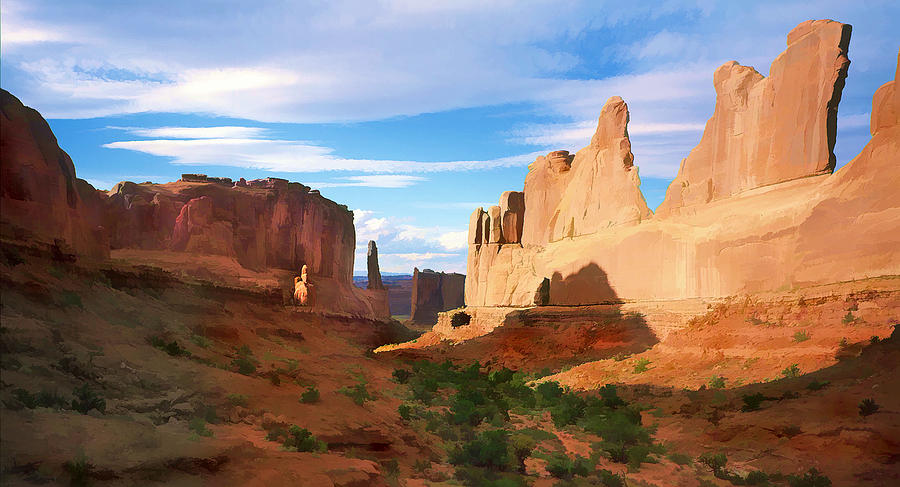 900x487 Park Avenue At Arches National Park Utah Painting By Elaine Plesser - Utah Painting
