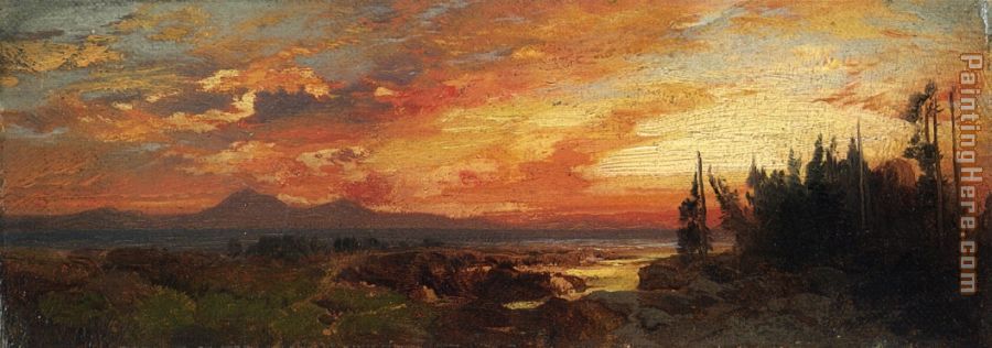 900x316 Thomas Moran Sunset On The Great Salt Lake, Utah Painting Anysize - Utah Painting