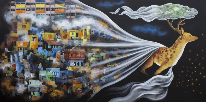 690x344 Utopia By Artist Vg Venugopal Conceptual, Painting Mojarto - Utopia Painting