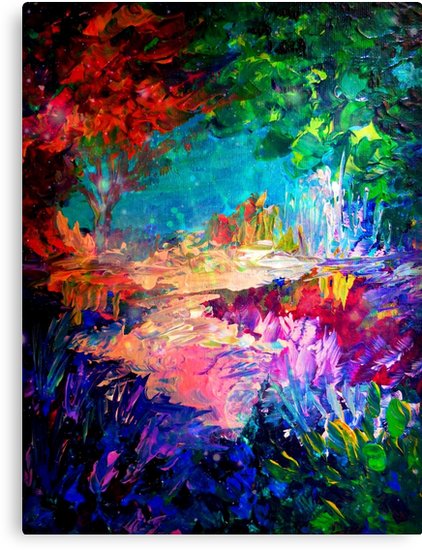 422x550 Welcome To Utopia Bold Rainbow Multicolor Abstract Painting Forest - Utopia Painting