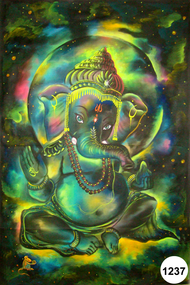 667x1000 Psy Ganesha Fluorescent Painting Glow In Dark, Uv Glow 1237 - Uv Painting