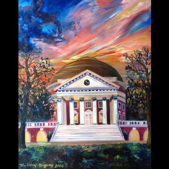 570x570 Original Oil Painting Of The Rotunda - Uva Rotunda Painting
