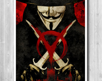 340x270 V For Vendetta Movie Poster Minimalist Wall Decor Poster - V For Vendetta Painting