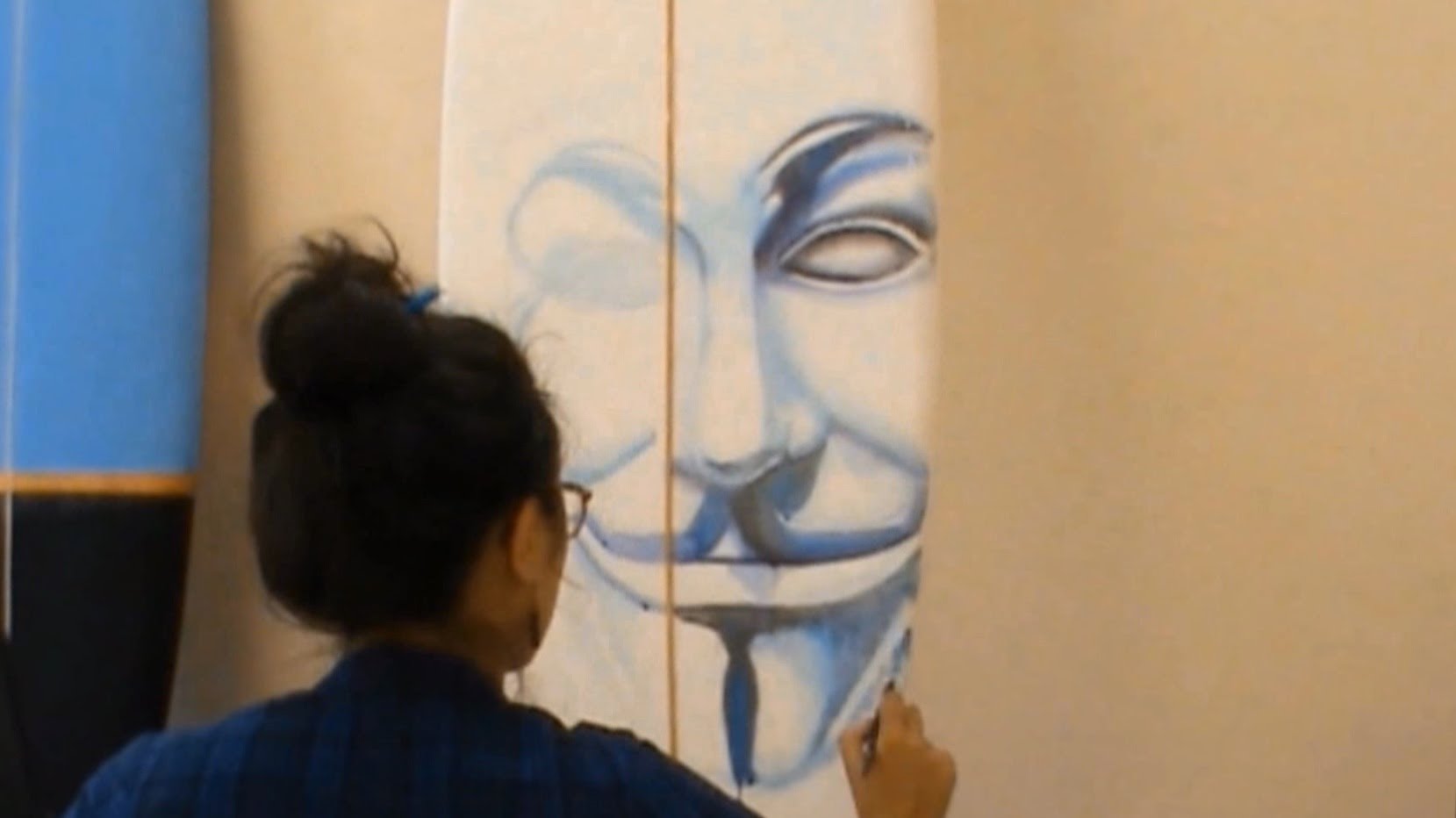 1659x932 V For Vendetta Surfboard Speed Painting. Miss Rambo Surfboard Art - V For Vendetta Painting