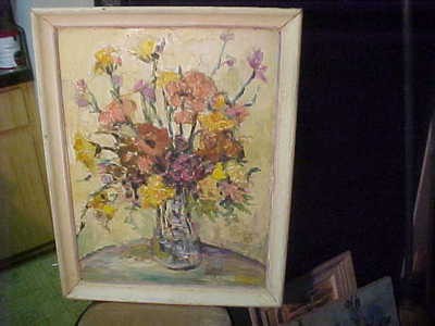400x300 Vintage Floral Oil Painting Signed V Singer Deland Florida 21 X 27 - V Singer Painting