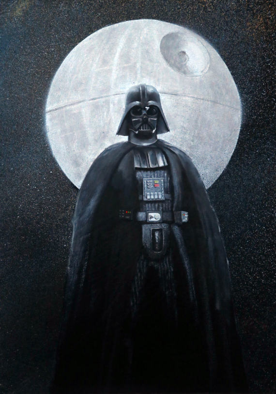 570x813 Darth Vader On Canvas, Star Wars Art, Painting Original, Star Wars - Vader Painting