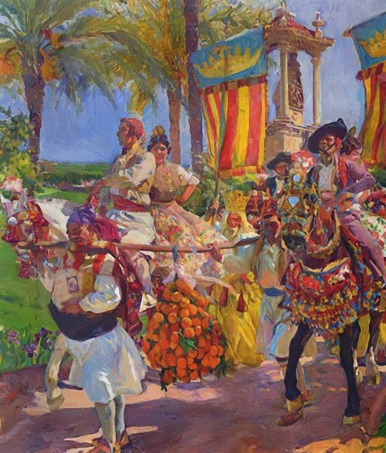 766x900 Valencia Couples On Horseback 1916 Painting By Sorolla Joaquin - Valencia Painting