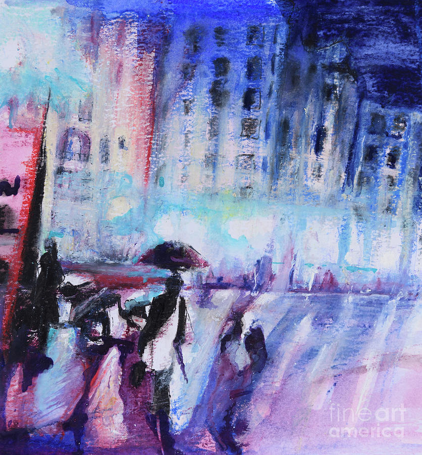 836x900 Wet Night In Valencia Painting By Beryl Noyce - Valencia Painting