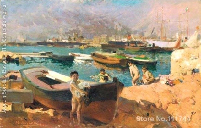 640x407 Art Landscape Valencia Port Joaquin Sorolla Y Bastida Oil Painting - Valencia Painting