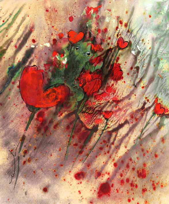 587x709 Happy Valentine's Day A Frog In Love - Valentine Painting