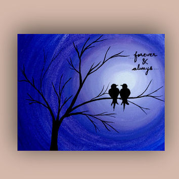 354x354 Valentine Card Love Birds Painting Print From Preethiart - Valentine Painting
