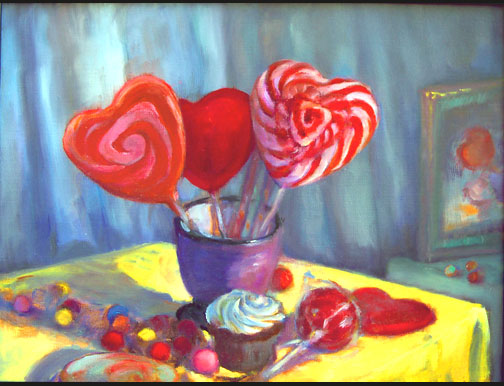 504x386 Valentines Day Oil Paintings By Artist Riki R Nelson - Valentine Painting
