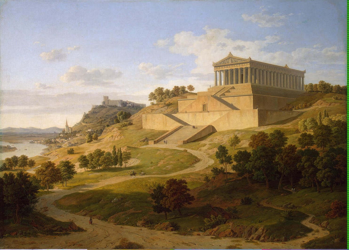 1484x1062 View Of The Valhalla Near Regensburg Painting Klenze Leo Von Oil - Valhalla Painting