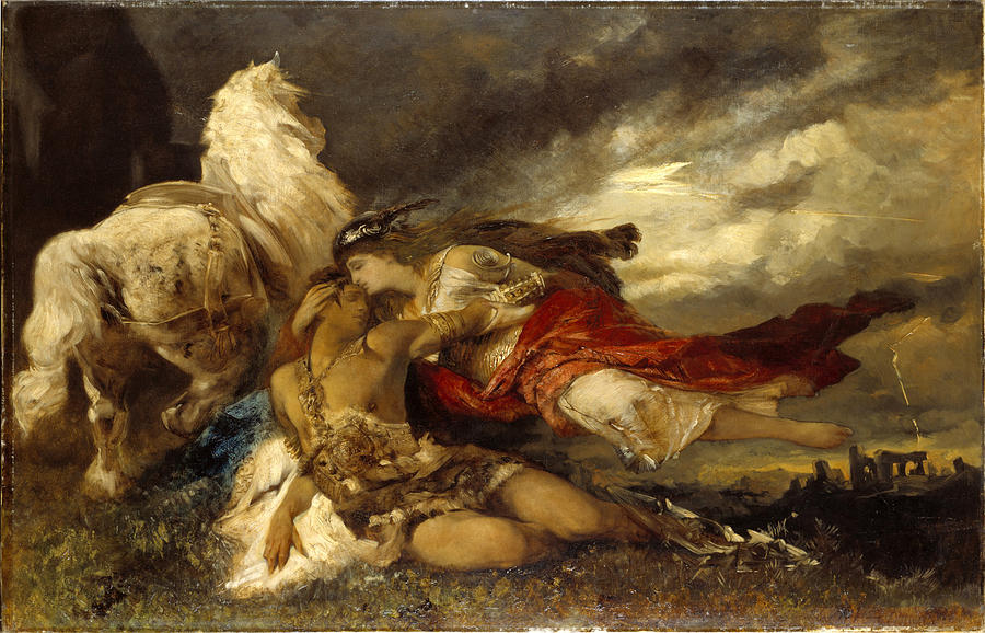900x578 Valkyrie And A Dying Hero Painting By Hans Makart - Valkyrie Painting