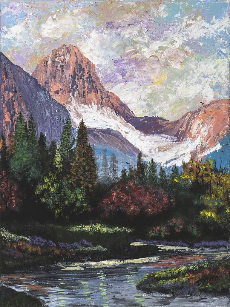 770x1029 Saatchi Art Mountain Valley Painting By Donna Mann - Valley Painting