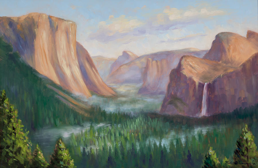 900x587 Yosemite Valley Painting By Karin Leonard - Valley Painting