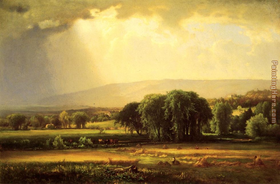 980x644 George Inness Harvest Scene In The Delaware Valley Painting - Valley Painting