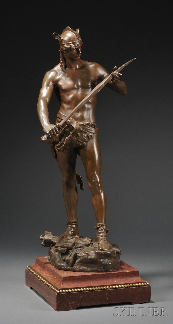 700x1307 Andre Paul Arthur Massoulle (French, 1851 1901) Bronze Figure - Valor Painting