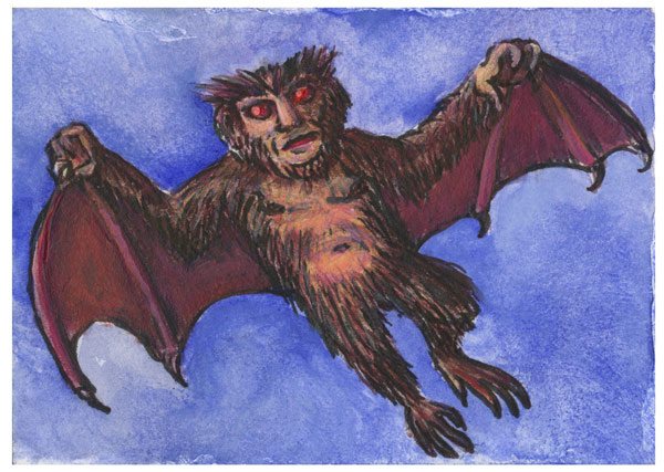 600x427 Artist Trading Cards Meredith Newcom Design - Vampire Bat Painting