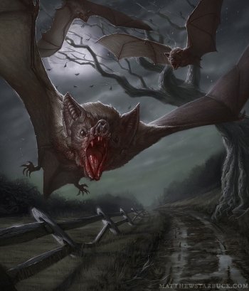 350x409 Bat Artwork Desktop Backgrounds - Vampire Bat Painting