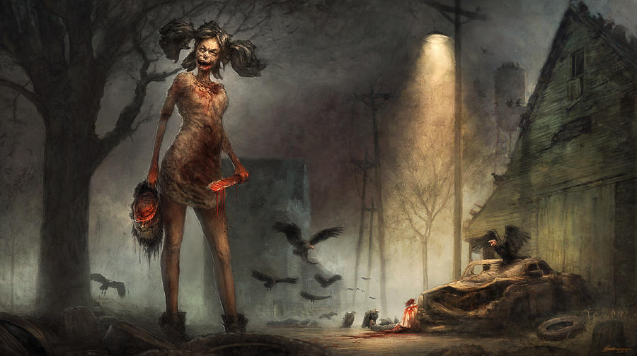 900x504 The Scavenger Painting By Ethan Harris - Vampire Painting