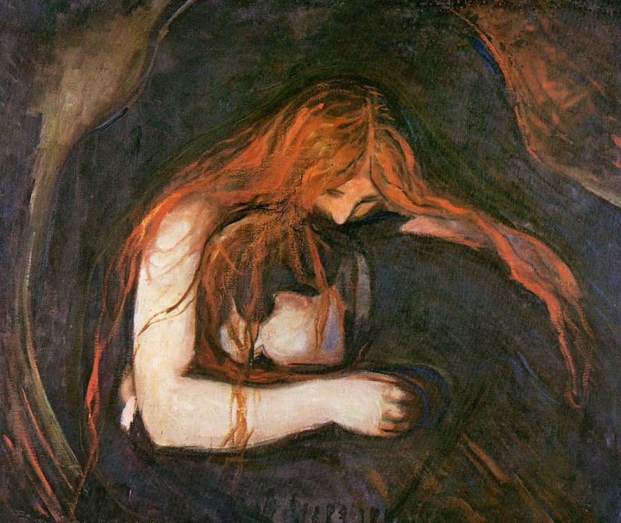 900x758 Vampire, 1893 By Edvard Munch - Vampire Painting