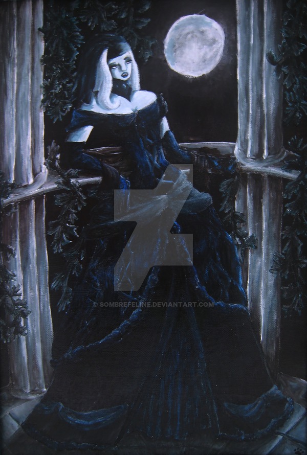 600x890 Moonlight Vampire, Painting By Sombrefeline - Vampire Painting