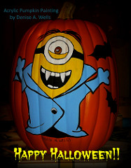 187x240 Stuart The Minion Vampire Pumpkin Painting By Denise A. - Vampire Pumpkin Painting