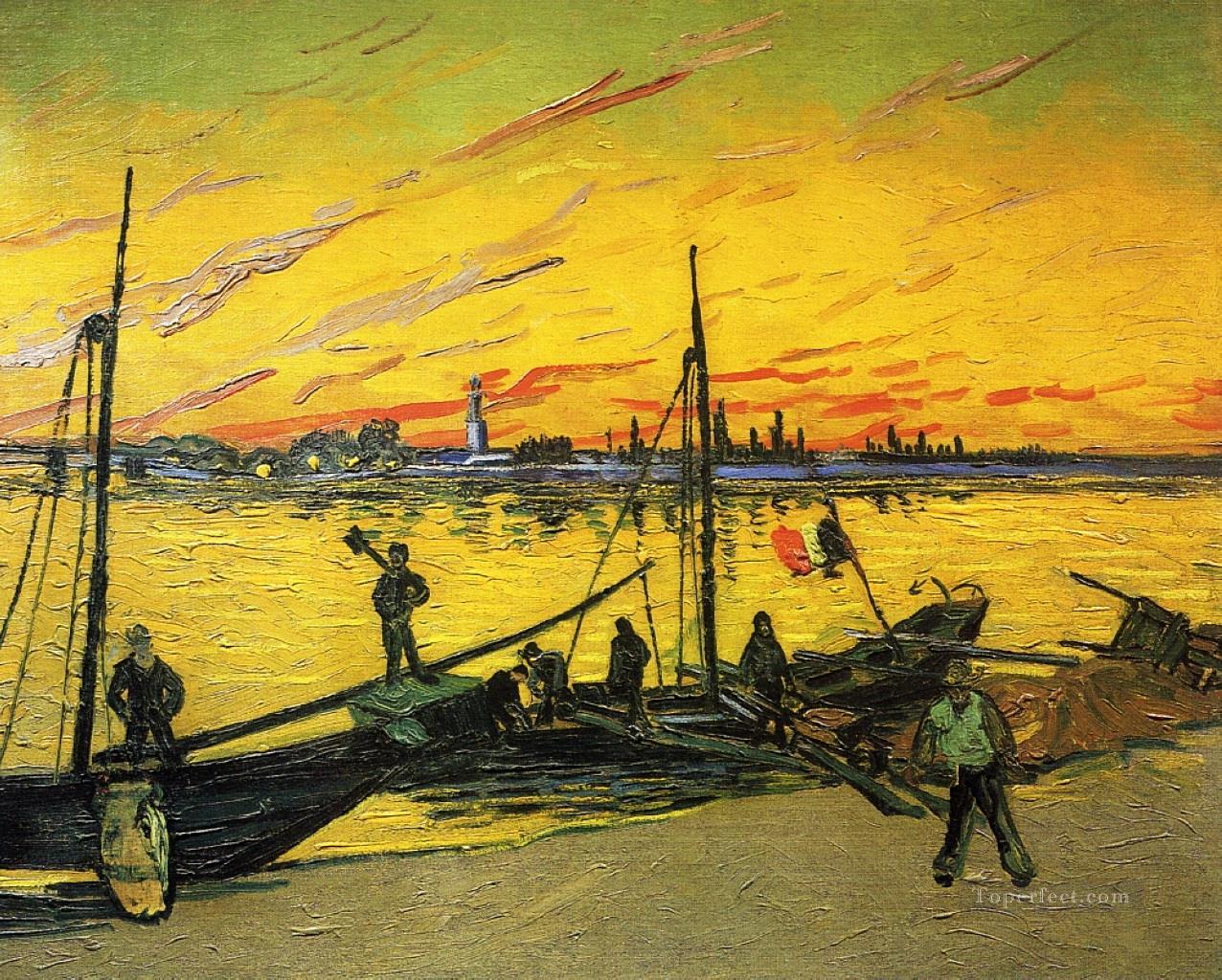 1276x1024 Coal Barges Vincent Van Gogh Beach Painting In Oil For Sale - Van Gogh Beach Painting