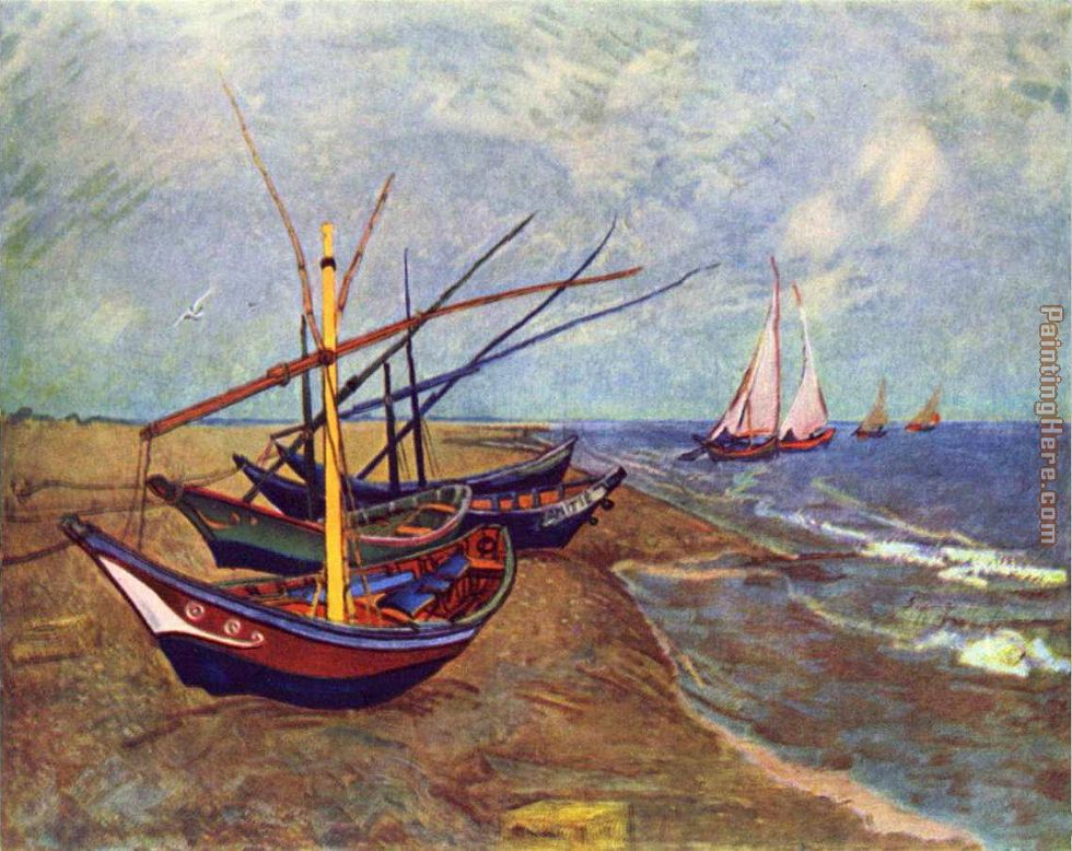 980x778 Vincent Van Gogh Fishing Boats On The Beach - Van Gogh Beach Painting