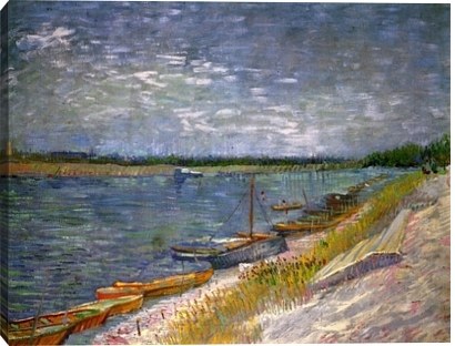 410x312 Gallery Direct Fine Art Prints View Of A River With Rowing Boats - Van Gogh Boat Painting