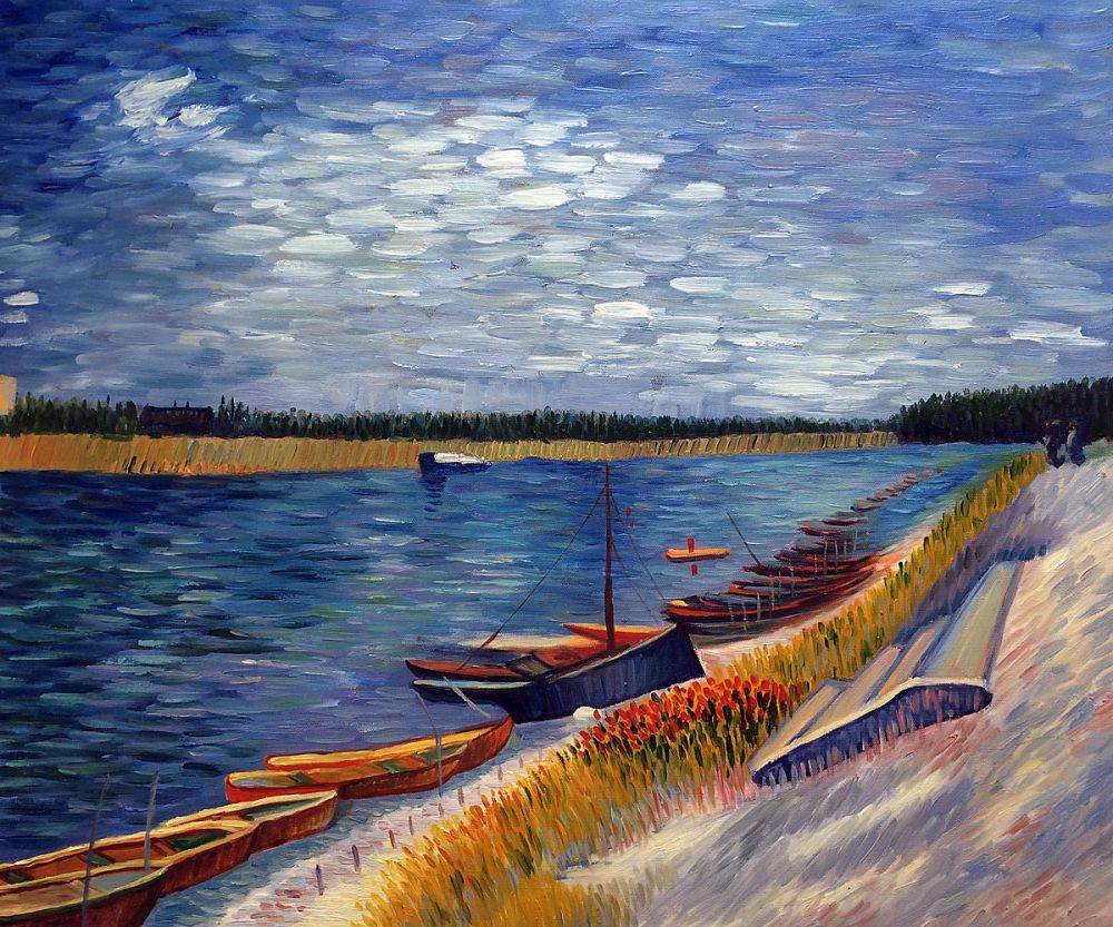 1000x833 Moored Boats - Van Gogh Boat Painting